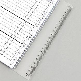 Lesezeichen Lineal 20 cm zum Einhängen in Draht- oder Spiralbindung 