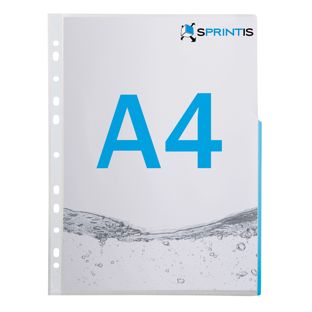 Prospekthüllen A4, halbseitige Signalkante, PP-Folie blau 