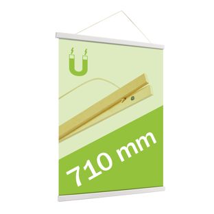 Posterleisten aus Holz, mit Aufhängeschnur und Magnetbefestigung 710 mm | weiß 
