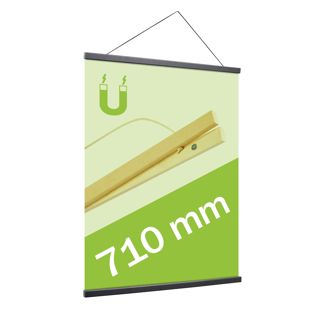 Posterleisten aus Holz, mit Aufhängeschnur und Magnetbefestigung 710 mm | schwarz 