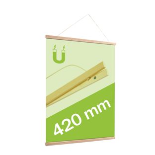 Posterleisten aus Holz, mit Aufhängeschnur und Magnetbefestigung 420 mm | Eiche 
