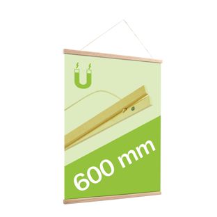 Posterleisten aus Holz, mit Aufhängeschnur und Magnetbefestigung 600 mm | Eiche 