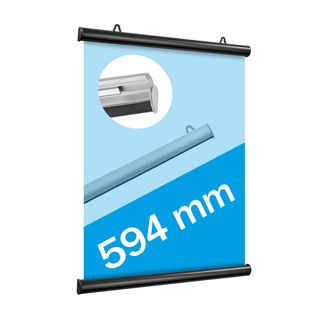 Posterklemmschienen Aluminium, aufklappbar 594 mm | schwarz 