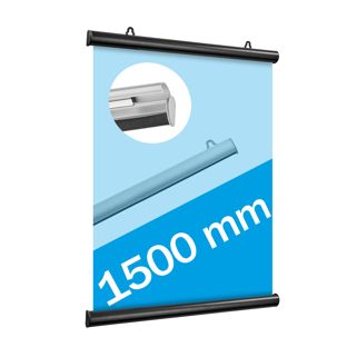 Posterklemmschienen Aluminium, aufklappbar 1500 mm | schwarz 