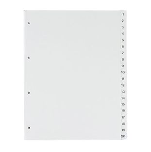 Ordnerregister, A4, 20-teilig (1-20), weiß 