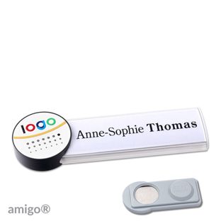 Namensschilder amigo® alu-print Magnet circle | smag® Magnet | weiß | weiß | anthrazit