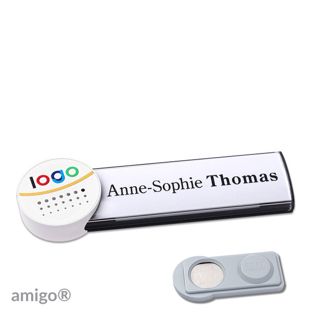 Namensschilder amigo® alu-print Magnet circle | smag® Magnet | anthrazit | weiß | weiß