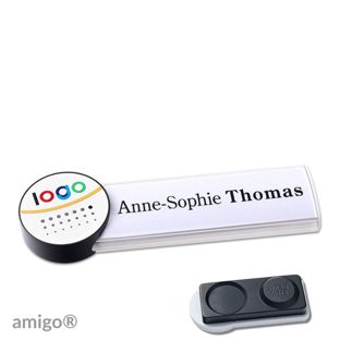 Namensschilder amigo® alu-print Magnet circle | smag® Magnet, extra stark | weiß | weiß | anthrazit
