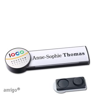 Namensschilder amigo® alu-print Magnet circle | smag® Magnet, extra stark | anthrazit | silber | anthrazit