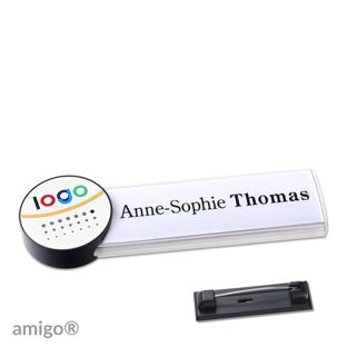 Namensschilder amigo® alu-print Nadel weiß | weiß | anthrazit