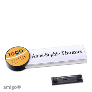 Namensschilder amigo® alu-print Nadel weiß | gold | anthrazit