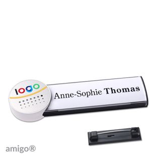 Namensschilder amigo® alu-print Nadel anthrazit | silber | weiß