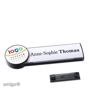 Namensschilder amigo® alu-print Nadel anthrazit | weiß | anthrazit