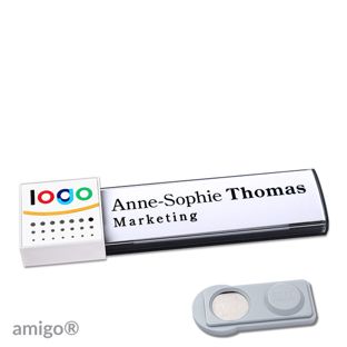 Namensschilder amigo® alu-print Magnet square | smag® Magnet | anthrazit | weiß | weiß