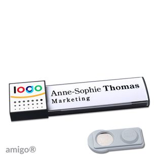 Namensschilder amigo® alu-print Magnet square | smag® Magnet | anthrazit | weiß | anthrazit