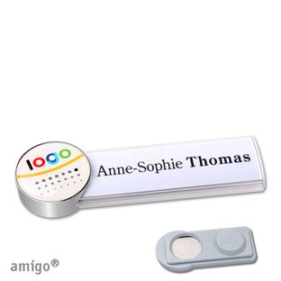 Namensschilder amigo® doming Magnet circle | smag® Magnet | weiß | edelstahl