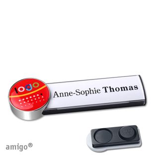 Namensschilder amigo® doming Magnet circle | smag® Magnet, extra stark | anthrazit | chrom