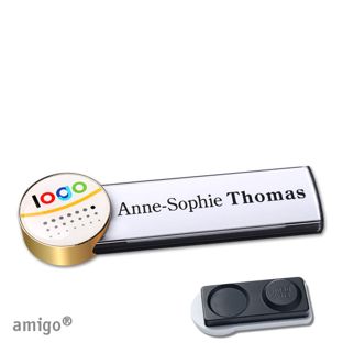 Namensschilder amigo® doming Magnet circle | smag® Magnet, extra stark | anthrazit | gold