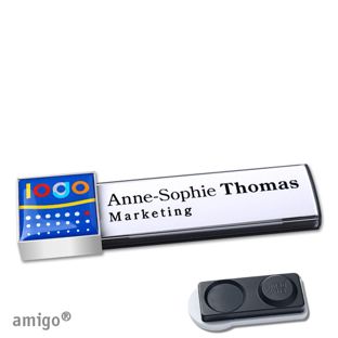 Namensschilder amigo® doming Magnet square | smag® Magnet, extra stark | anthrazit | edelstahl