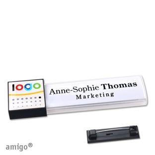Namensschilder amigo® doming Nadel square | weiß | anthrazit