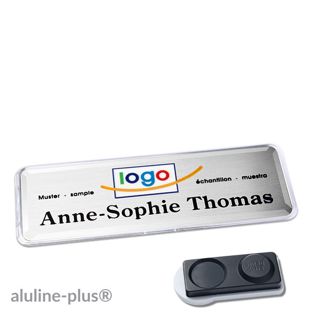 Namensschilder aluline-plus® alu-print Magnet smag® Magnet, extra stark | silber | 76 x 25 mm