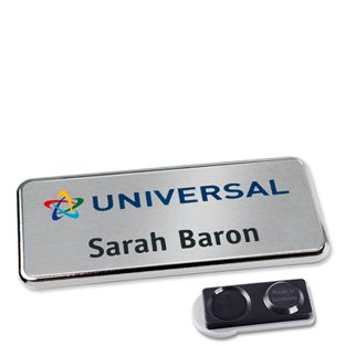 Namensschild Icon® "alu-complete" smag® Magnet, extra stark | chrom
