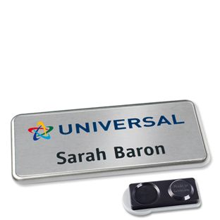 Namensschild Icon® "alu-complete" smag® Magnet, extra stark | edelstahl