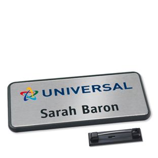 Namensschild Icon® "alu-complete" anthrazit  | Edelstahl-Rastnadel 