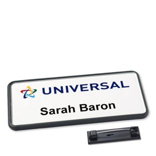 Namensschild Icon® "Quick Print" Edelstahl-Rastnadel | anthrazit