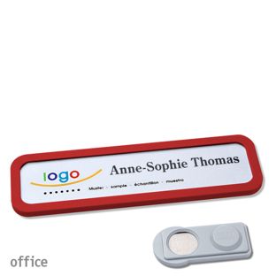 Namensschilder office quick-print Magnet smag® Magnet | rot | 75 x 17 mm