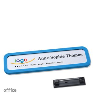 Namensschilder office quick-print Nadel mittelblau | 75 x 17 mm