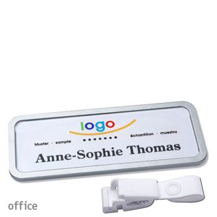 Namensschilder office quick-print Hängerclip Hängerclip metallfrei | edelstahl | 75 x 27 mm