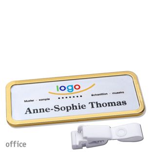 Namensschilder office quick-print Hängerclip Hängerclip metallfrei | gold | 75 x 27 mm