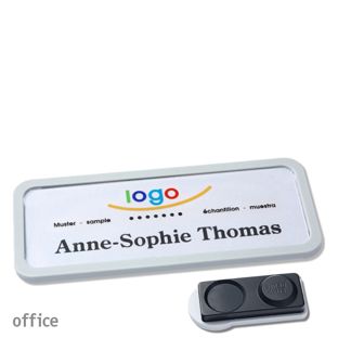 Namensschilder office quick-print Magnet smag® Magnet, extra stark | hellgrau | 75 x 27 mm