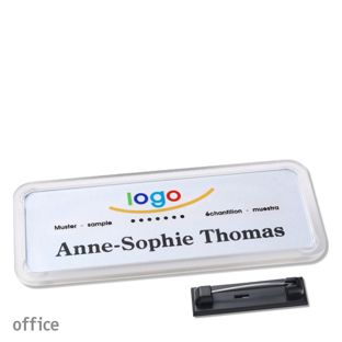 Namensschilder office quick-print Nadel transparent | 75 x 27 mm