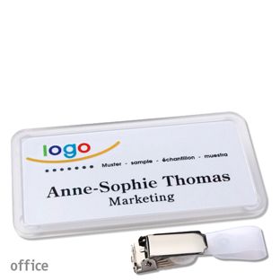 Namensschilder office quick-print Hängerclip Hängerclip | transparent | 75 x 37 mm