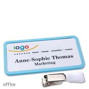 Namensschilder office quick-print Hängerclip Hängerclip | pastellblau | 75 x 37 mm