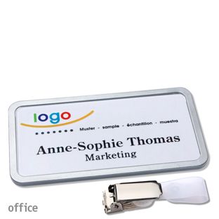 Namensschilder office quick-print Hängerclip Hängerclip | edelstahl | 75 x 37 mm