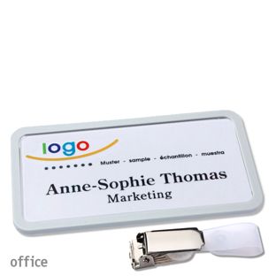 Namensschilder office quick-print Hängerclip Hängerclip | hellgrau | 75 x 37 mm