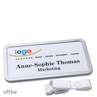 Namensschilder office quick-print Hängerclip Hängerclip metallfrei | edelstahl | 75 x 37 mm