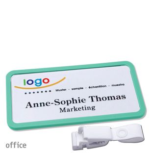 Namensschilder office quick-print Hängerclip Hängerclip metallfrei | pastellgrün | 75 x 37 mm