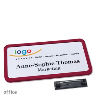 Namensschilder office quick-print Nadel bordeauxviolett | 75 x 37 mm