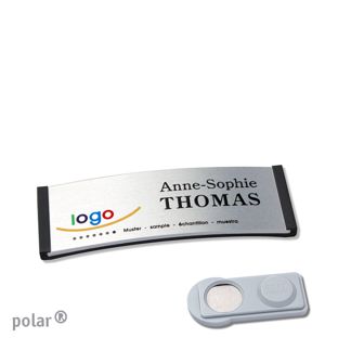 Namensschilder polar® alu-complete magnet smag® Magnet | schwarz | silber | 64 x 22 mm