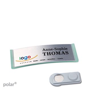 Namensschilder polar® alu-complete magnet smag® Magnet | transluzent, grün | silber | 64 x 22 mm
