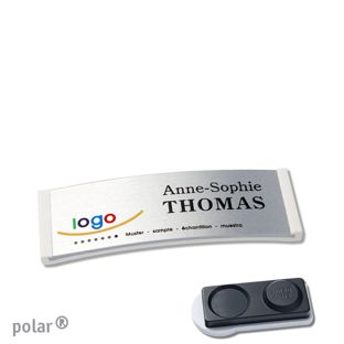 Namensschilder polar® alu-complete magnet smag® Magnet, extra stark | weiß | silber | 64 x 22 mm