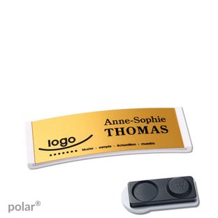 Namensschilder polar® alu-complete magnet smag® Magnet, extra stark | weiß | gold | 64 x 22 mm