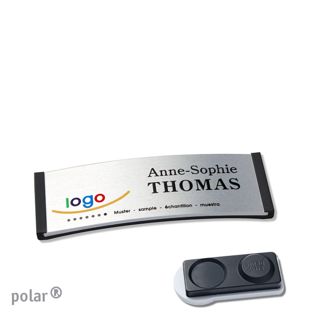 Namensschilder polar® alu-complete magnet smag® Magnet, extra stark | schwarz | silber | 64 x 22 mm