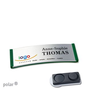 Namensschilder polar® alu-complete magnet smag® Magnet, extra stark | grün | silber | 64 x 22 mm