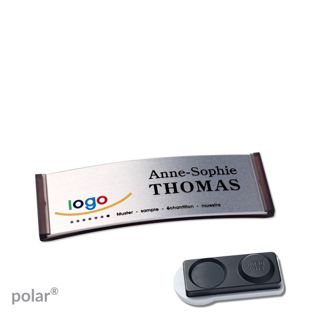 Namensschilder polar® alu-complete magnet smag® Magnet, extra stark | transluzent, anthrazit | silber | 64 x 22 mm