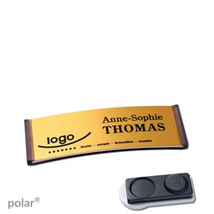 Namensschilder polar® alu-complete magnet smag® Magnet, extra stark | transluzent, anthrazit | gold | 64 x 22 mm